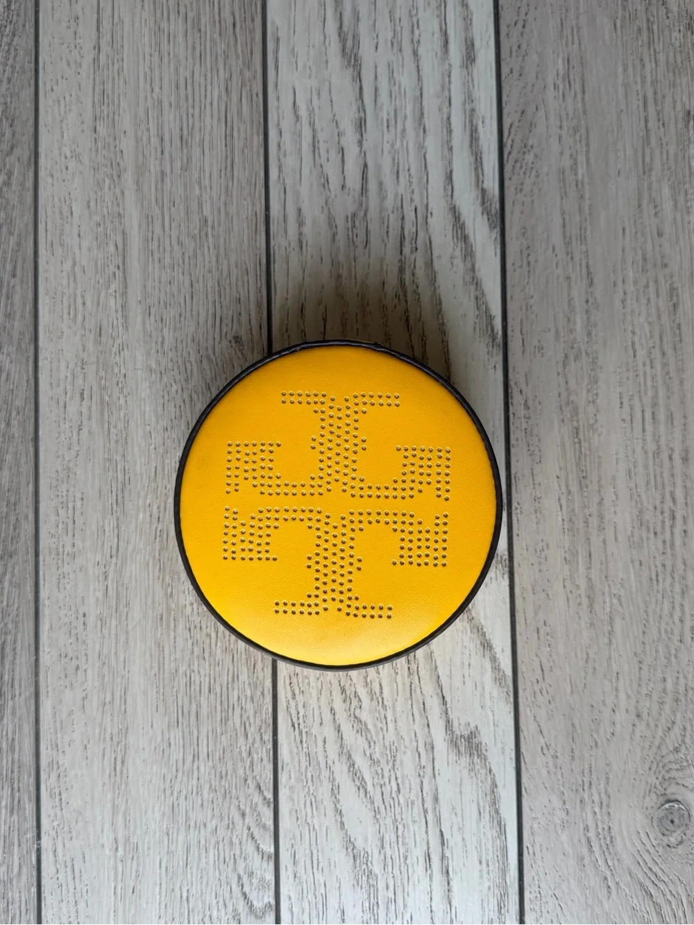 Tory Burch Round Yellow Pounch with Black Trim New
